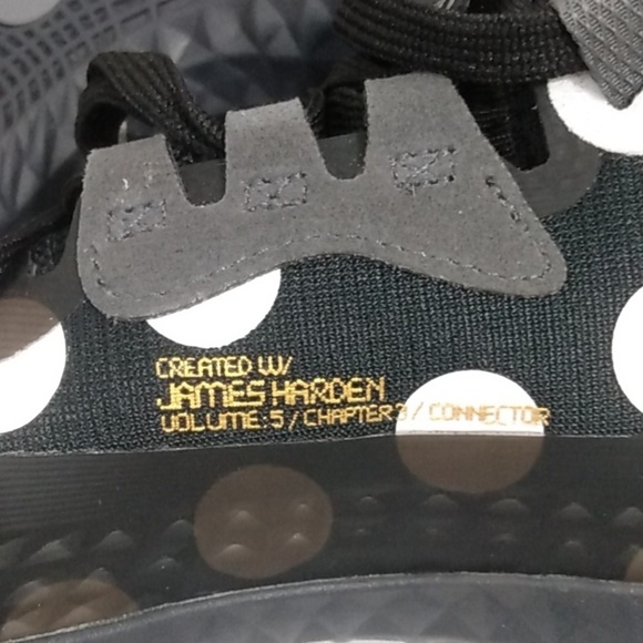 JAMES HARDEN VOLUME 5 FUTURENATURAL BLACK WHITE POLKA DOT SNEAKERS SIZE 4.5 NWT - Picture 9 of 10